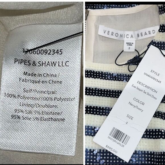 NWT VERONICA BEARD EVAN SEQUIN STRIPE TEE SHIRT DRESS Size 2 - Picture 15 of 16
